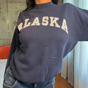 vintage navy blue alaska crewneck sweater